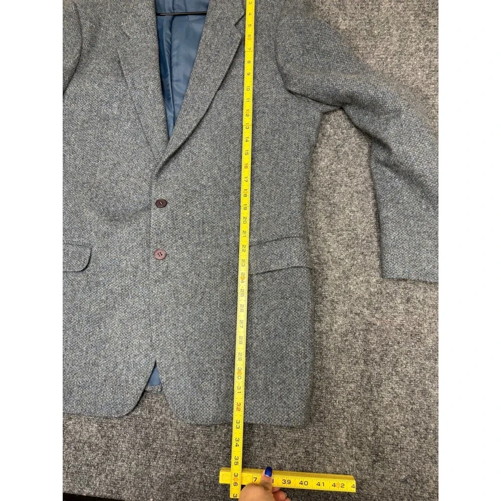St Michael Blazer Mens 44L Blue Pure New Wool Tweed Sport Coat UK Made Vintage